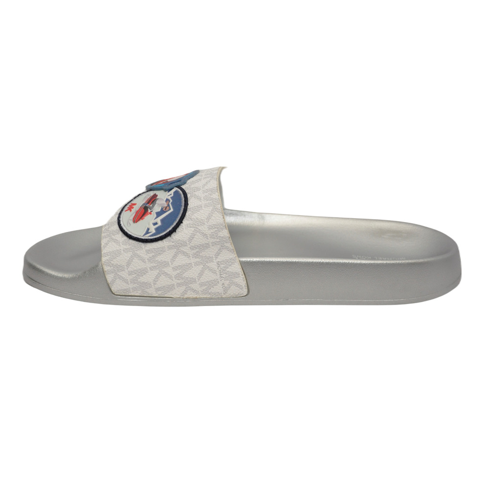 Michael Kors Penny Slide Logo Ski Patch Sandals Bright White 5/6/7/8/9/10/11 NIB - Picture 3 of 7